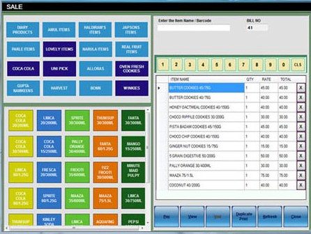 BSD POS software billing screen